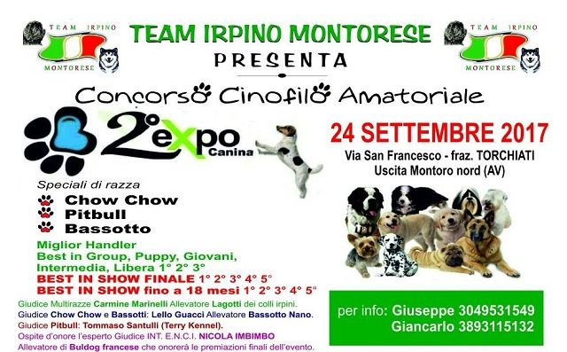 A Montoro tornano protagonisti i cani. Al via la 2ª esposizione amatoriale canina